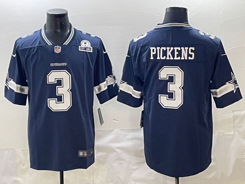 Men 2025 Dallas Cowboys #3 Pickens Drak Blue Nike Limited NFL Jersey style 3